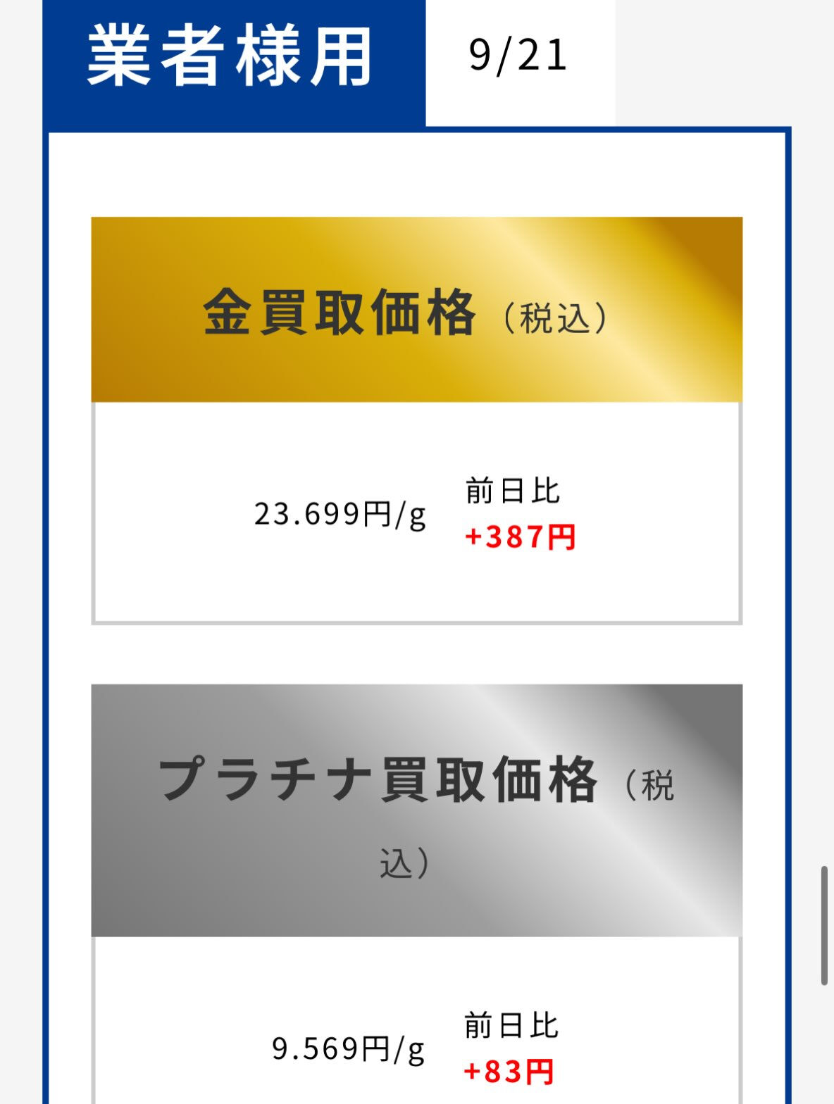 本日のつむぎ貴金属買取相場をお知らせいたします✨