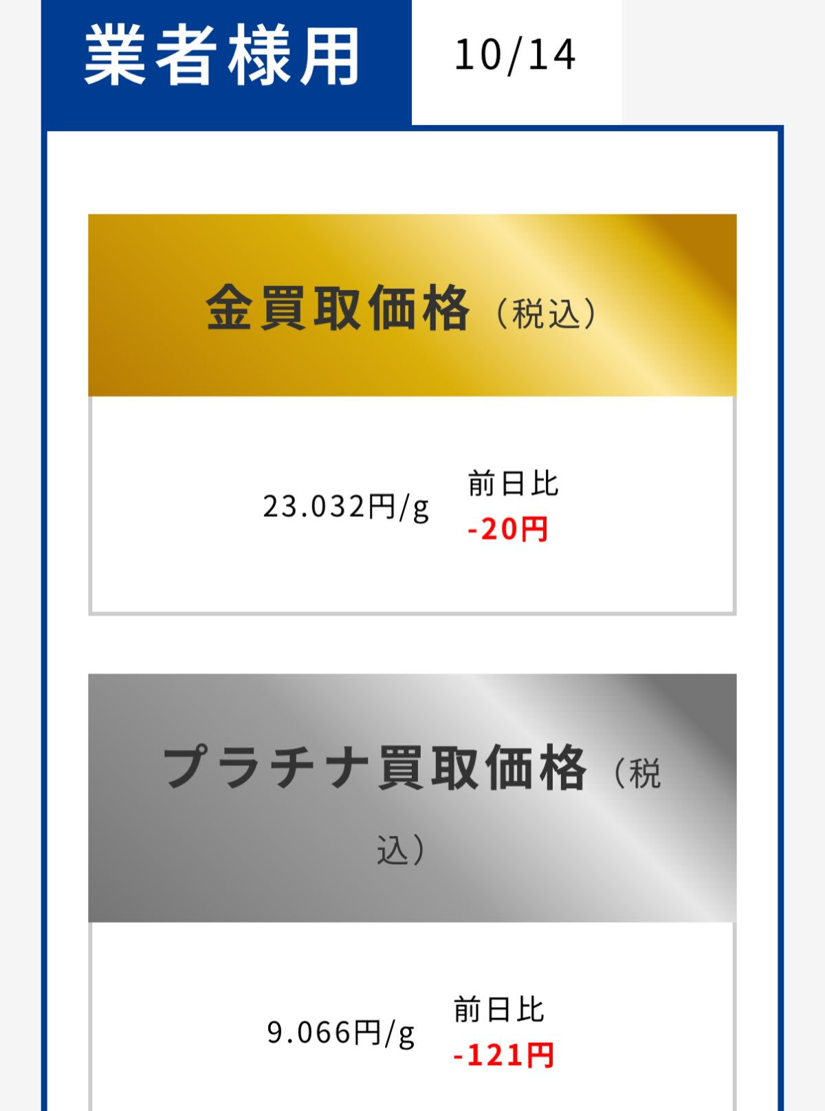 本日のつむぎ貴金属買取相場をお知らせいたします✨