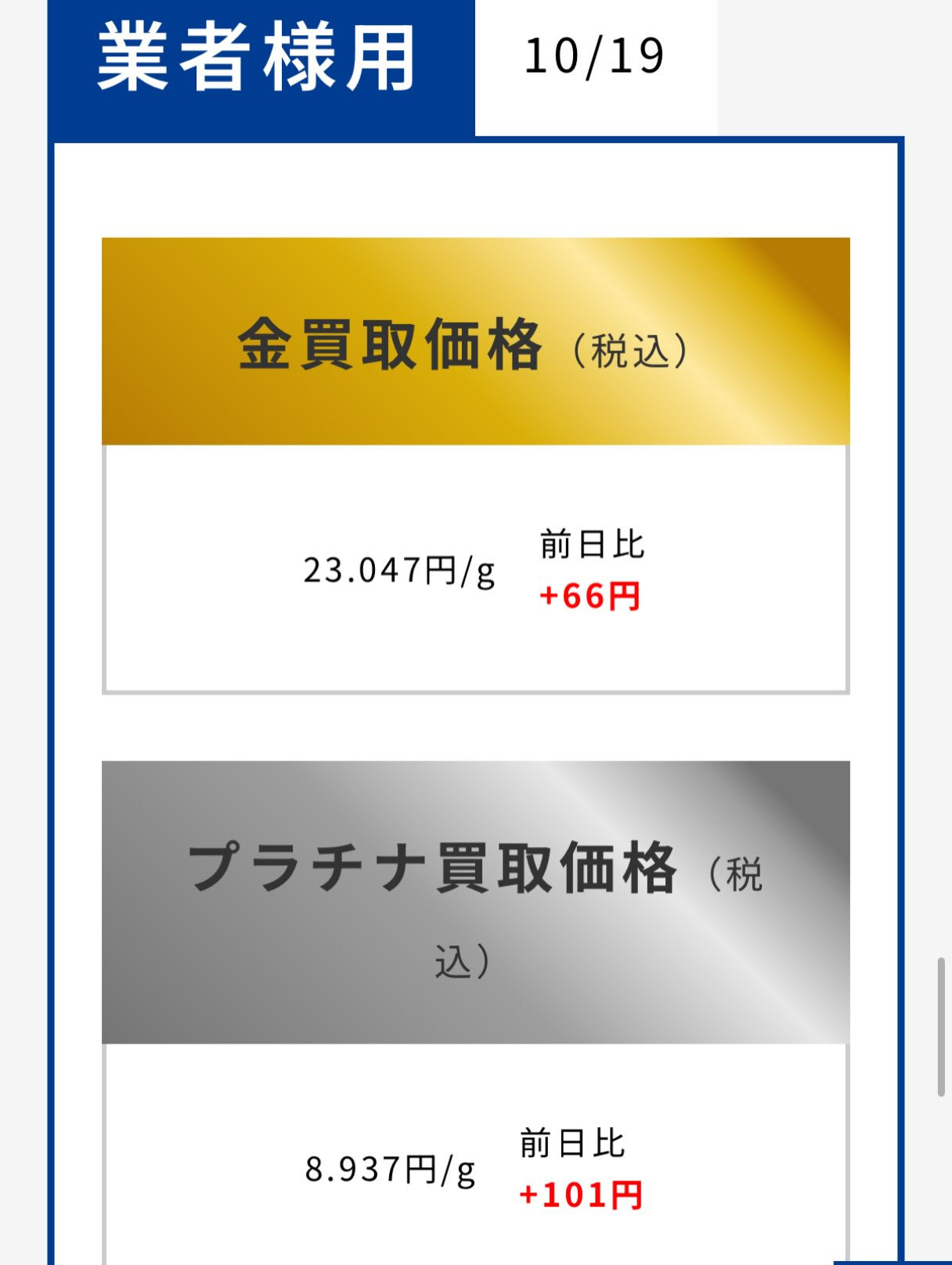 本日のつむぎ貴金属買取相場をお知らせいたします✨