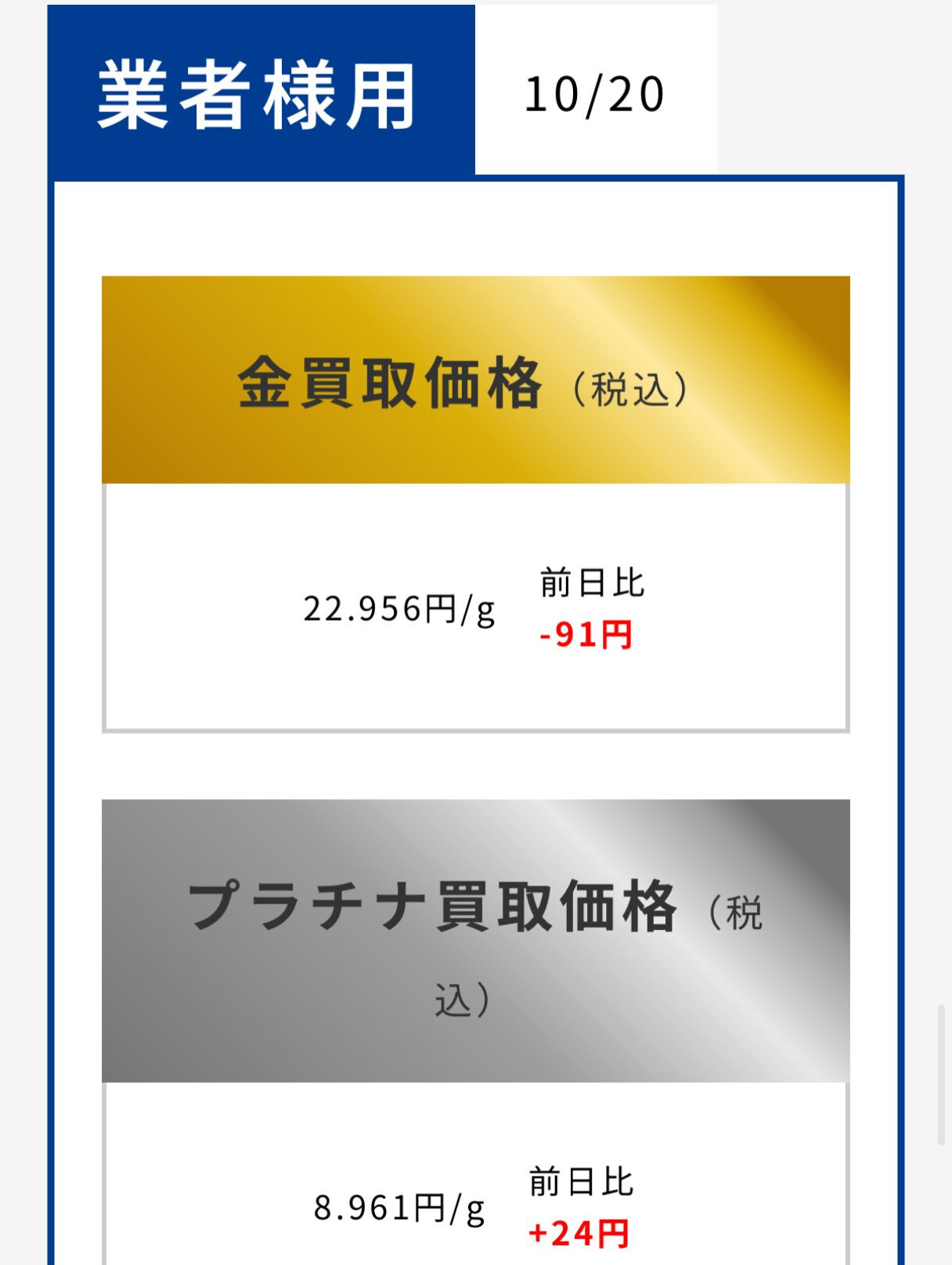 本日のつむぎ貴金属買取相場をお知らせいたします✨