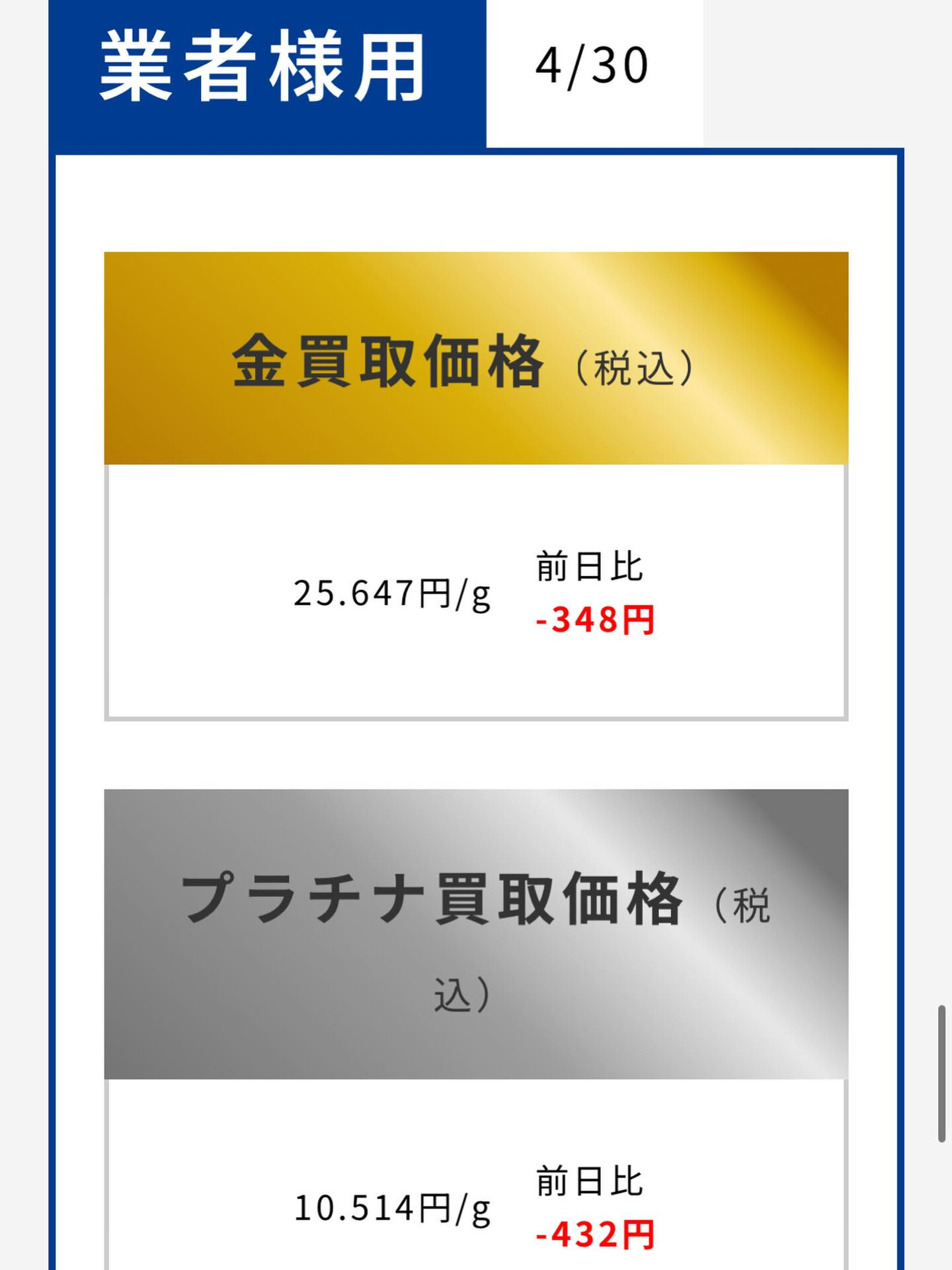本日のつむぎ貴金属買取相場をお知らせいたします✨