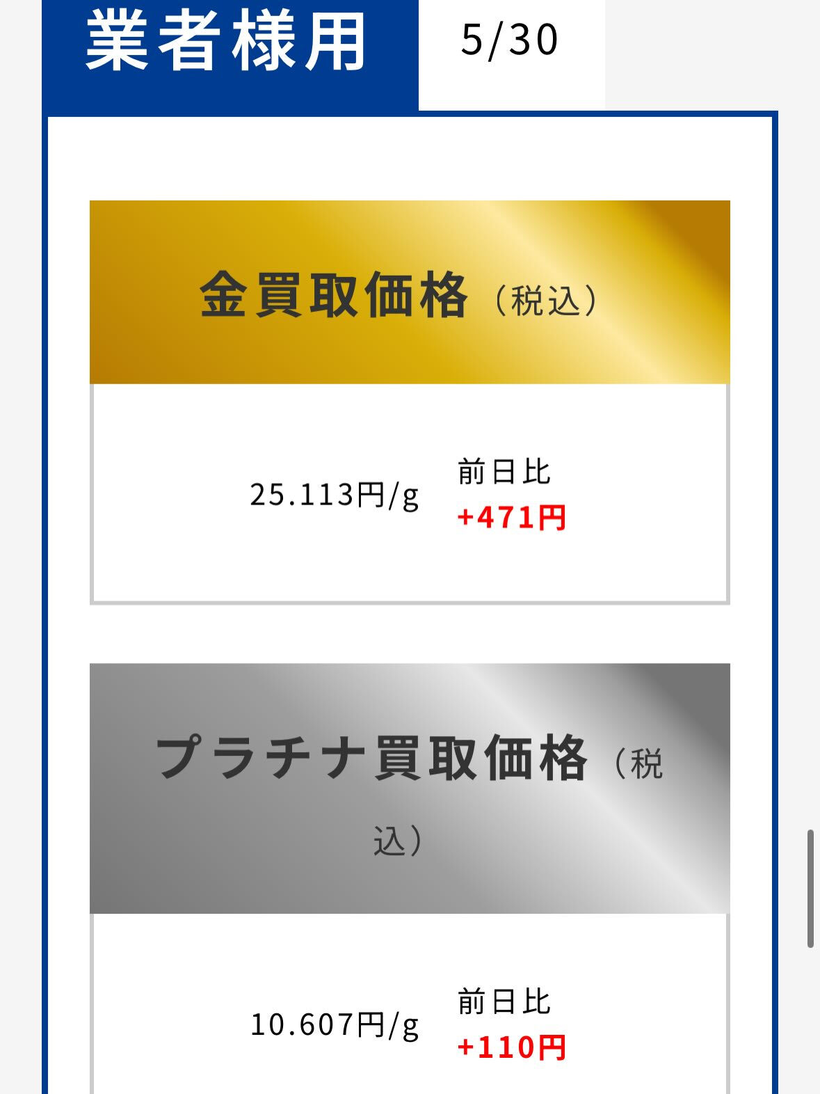 本日のつむぎ貴金属買取相場をお知らせいたします✨