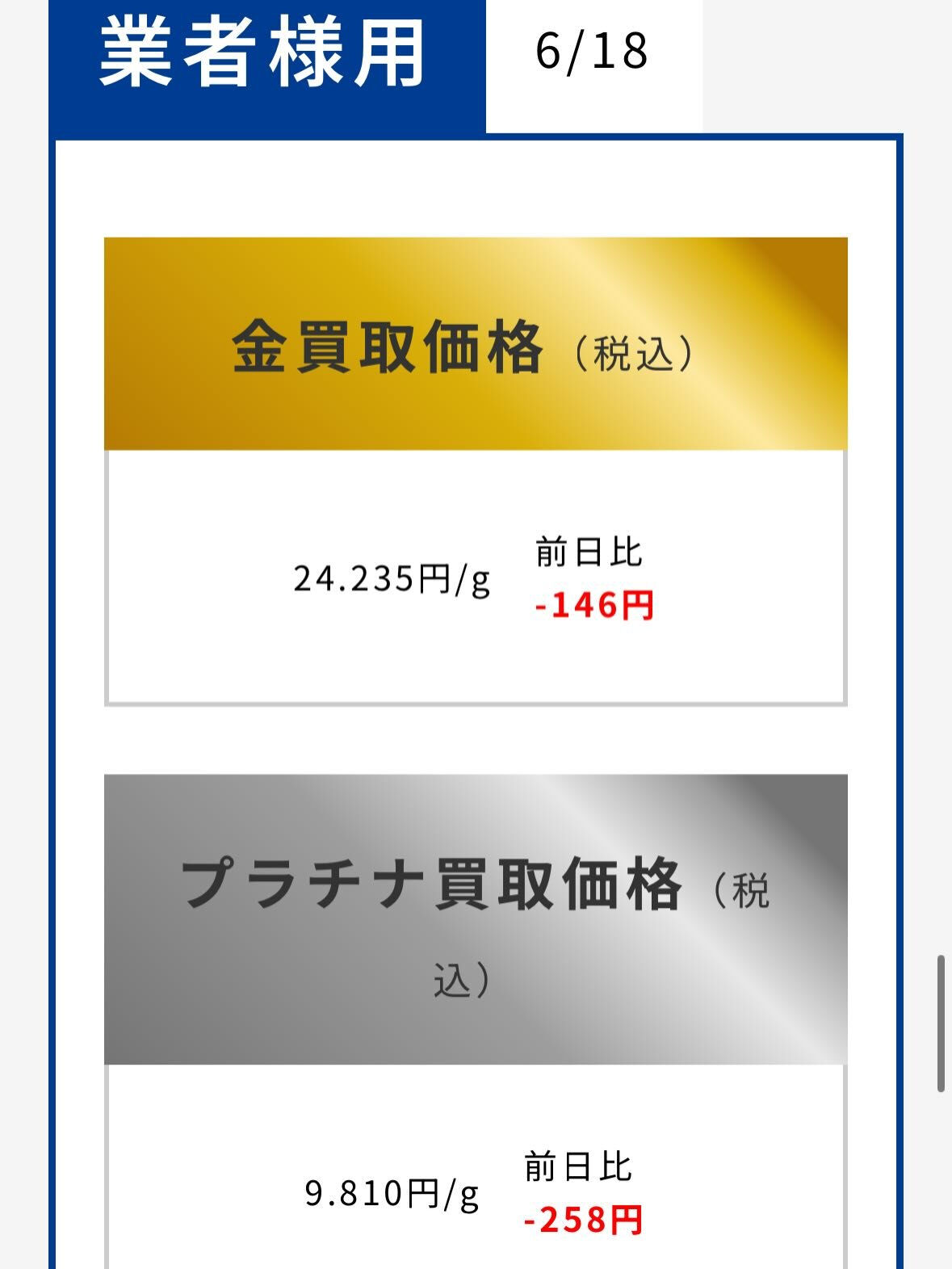 本日のつむぎ貴金属買取相場をお知らせいたします✨