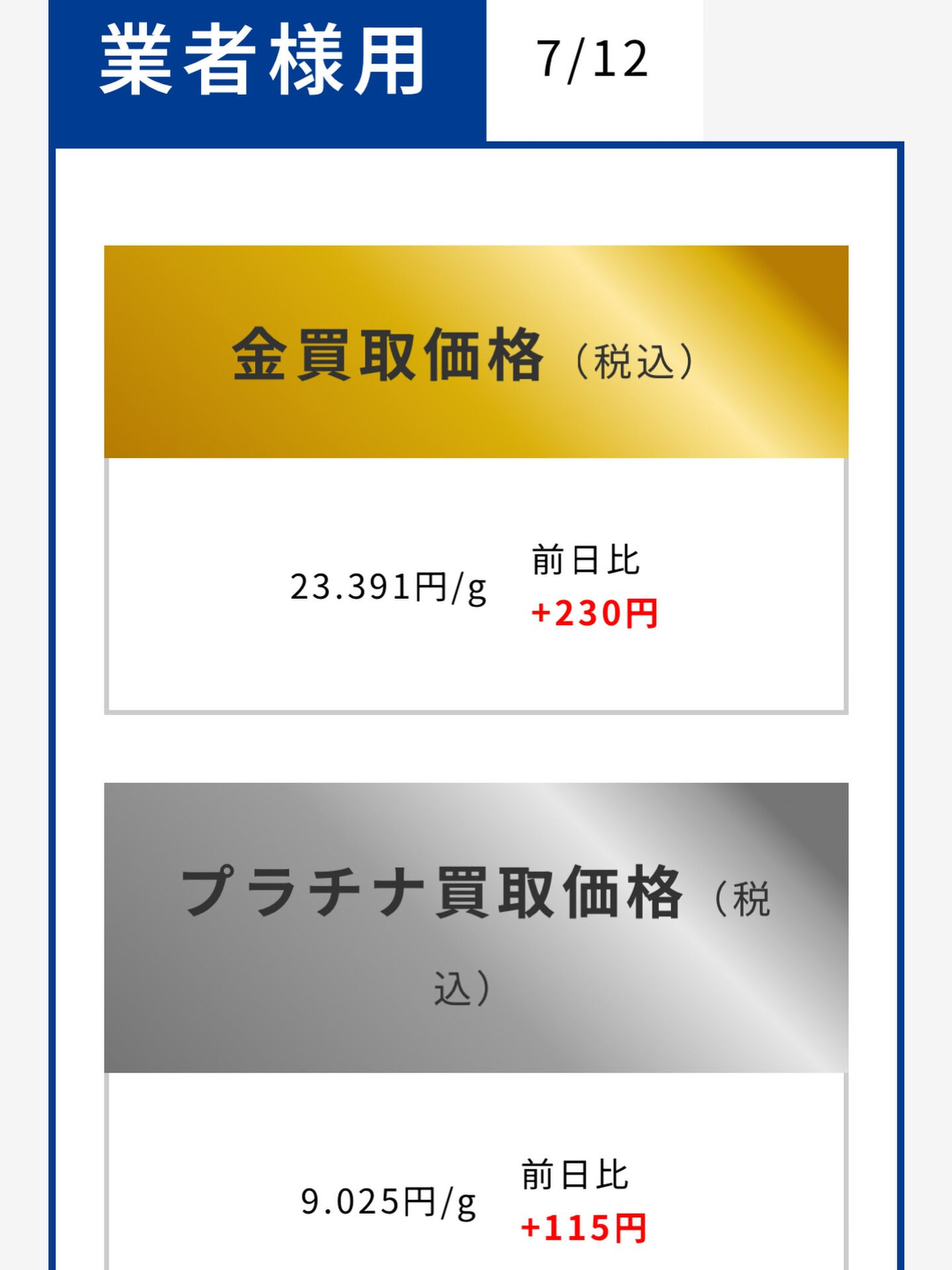 本日のつむぎ貴金属買取相場をお知らせいたします✨