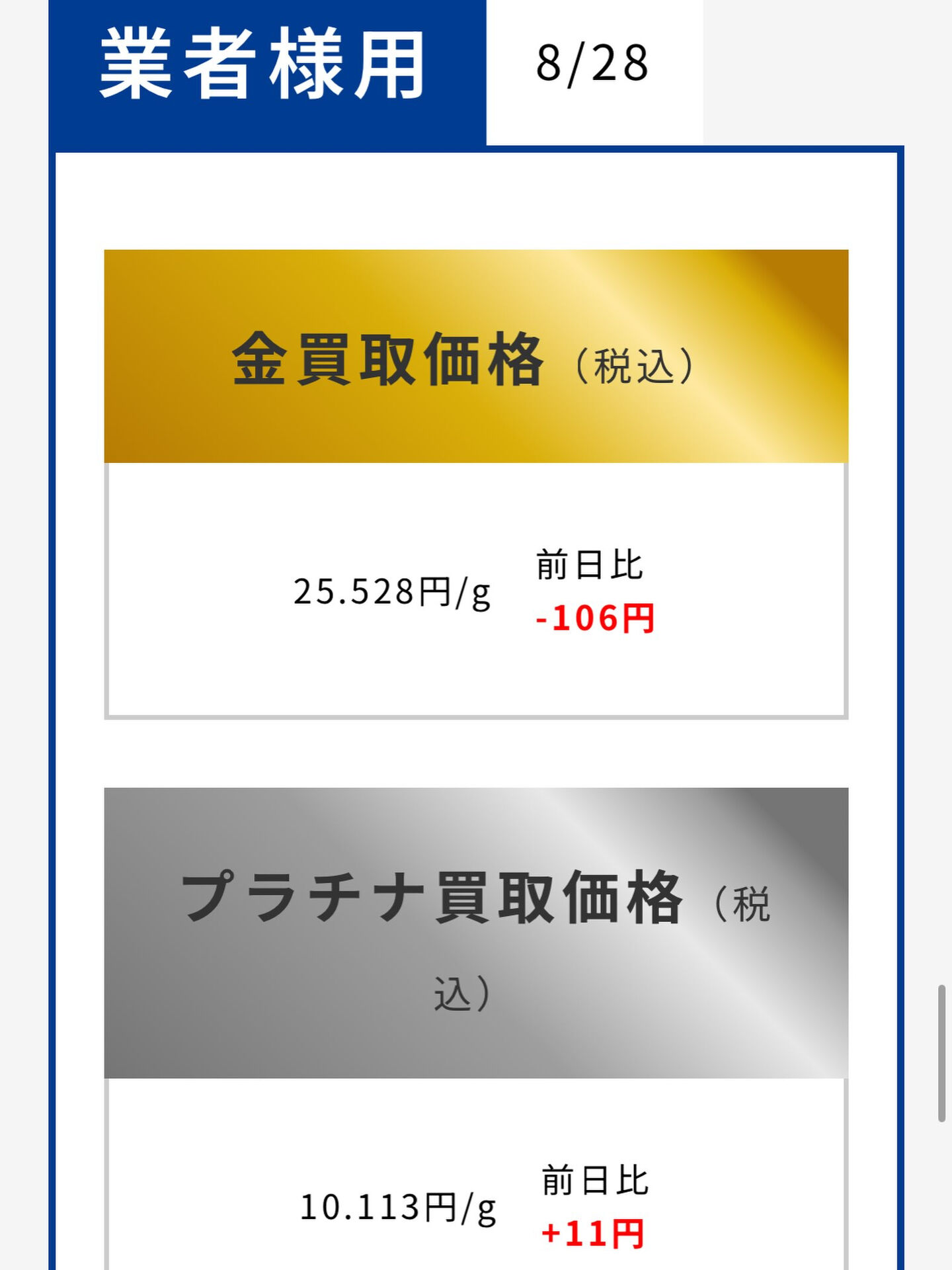 本日のつむぎ貴金属買取相場をお知らせいたします✨